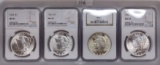 (4) 1923 Peace Dollars:NGC MS61, MS62, MS63, MS64.