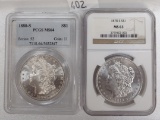(2) Morgan Dollars: 1878 NGC MS63, 1880-S PCGS MS64.