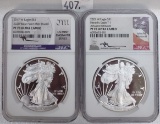 (2) Silver Eagles: 2017-W NGC PF70 Ultra Cameo. 2021-W PF70 Ultra Cameo.