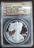 2018-S Proof Silver Eagle ANACS PR70 DCAM. #92 of 341.