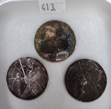 (3) 1 Oz. Silver Rounds: (2) Star Wars Darth Vader. (1) Star Trek.