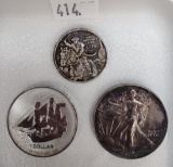 Silver Variety: 1/2 Troy Oz. .999 Paul Revere Ride. 2022 $1 1 Oz. .999 Elizabeth II. 1986 Silver Eag