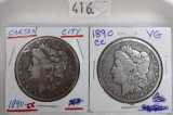 (2) 1890-CC Morgan Dollars.