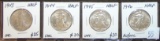 (4) Walking Liberty Half Dollars: 1943, 1944, 1945, 1946. (.900 Silver)