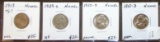 (2) Buffalo Nickels. (2) Jefferson Nickels.