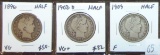 1896, 1908-D, 1909 Barber Half Dollars (all are .900 Silver).