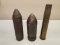 (3Pcs.) ASSORTED INERT ARTILLERY SHELLS AND CASE
