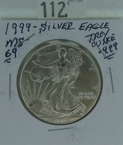 1999 Silver Eagle (1 troy Oz. .999 Silver) MS69.
