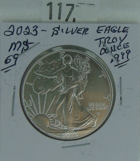 2023 Silver Eagle (1 troy Oz. .999 Silver) MS69.
