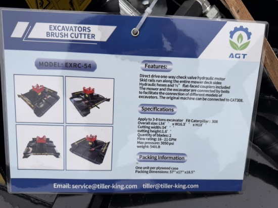 New Mower King Excavator Attach 54 Brush Cutter