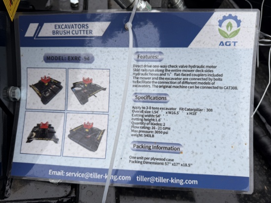 New Mower King Excavator Attach 54 Brush Cutter