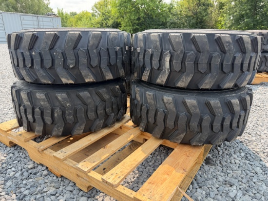 (4) New 12-16.5 SKS-1 Skid Loader Tires w/ Rims