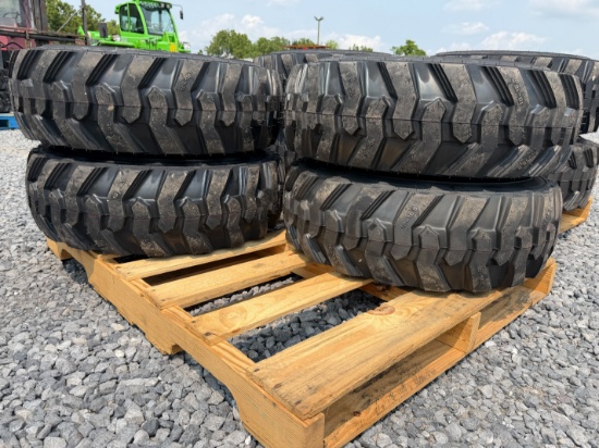 (4) New 10-16.5 SKS-1 Skid Loader Tires w/ Rims