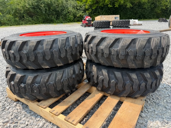 (4) New 10-16.5 SKS-1 Skid Loader Tires w/ Rims