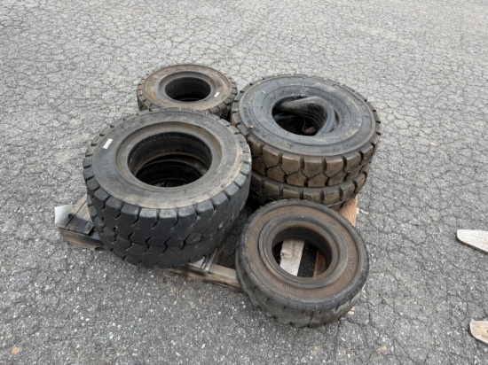 (7) Used Misc Size Forklift Tires