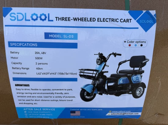 New SDLOOL 3 Wheeled Electric Golf Cart