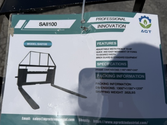 New AGT Quick Attach Pallet Forks