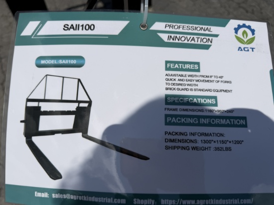 New AGT Quick Attach Pallet Forks