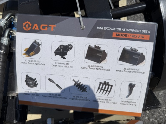 New AGT Skid Lot Of Mini Excavator Attachments