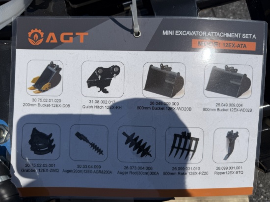 New AGT Skid Lot Of Mini Excavator Attachments