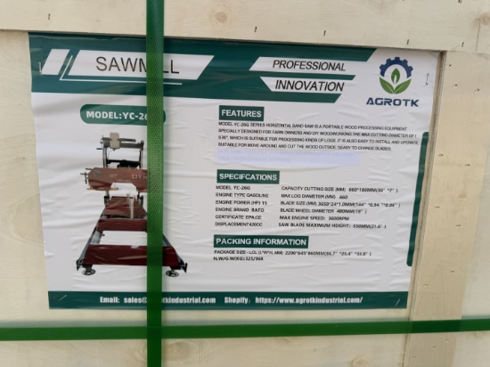 New AGT YC-26G Stationary Sawmill