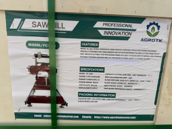 New AGT YC-26G Stationary Sawmill