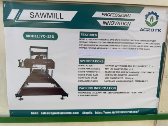 New AGT YC-32G Stationary Sawmill