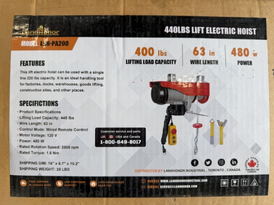 (2X) New 400 IB Capacity Heavy Duty Electric Hoist