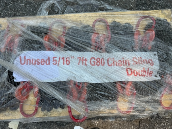 New Skid Lot Of 5/16" Double Chain Slings