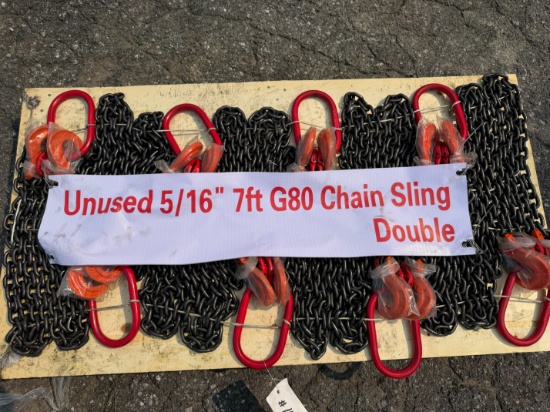 New Skid Lot Of 5/16" Double Chain Slings