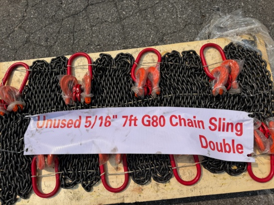 New Skid Lot Of 5/16" Double Chain Slings