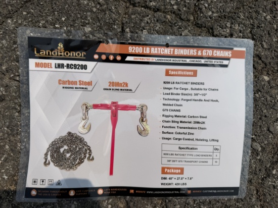 New Landhonor Skid Lot Of Ratchet & Binder Set