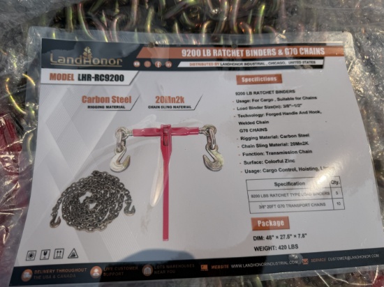 New Landhonor Skid Lot Of Ratchet & Binder Set