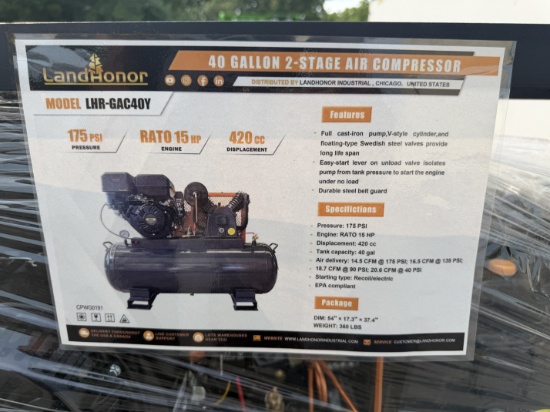 New Landhonor 40 Gal 2 Stage Air Compressor
