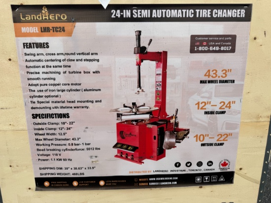 New Landhero 24" Semi Automatic Tire Changer