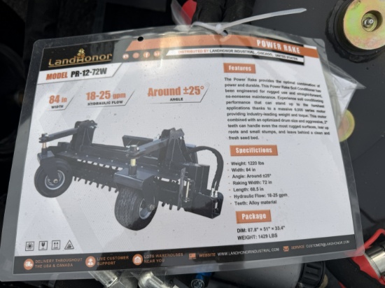New Landhonor Quick Attach 84" Power Rake