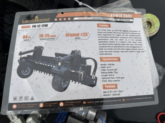 New Landhonor Quick Attach 84" Power Rake