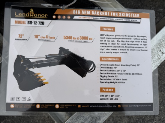 (2X) New Landhonor Quick Attach Backhoe Attachment