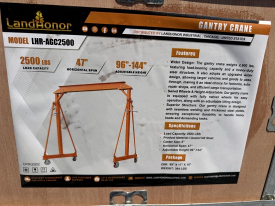 New Landhonor 2500 IB Capacity Gantry Crane