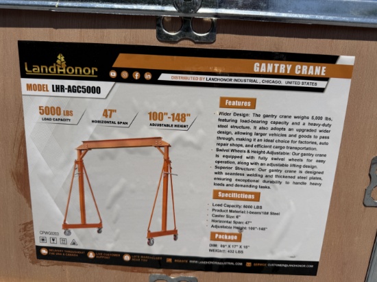 New Landhonor 5000 IB Capacity Gantry Crane
