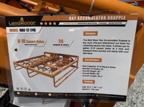 (2X) New Landhonor 88" Hay Accumulator Grapple