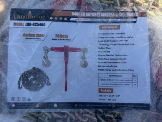 New Landhonor Lot Of Ratchet Binders & Chains