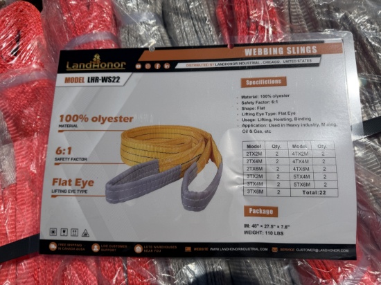 New Landhonor Skid Lot Of Webbing Slings
