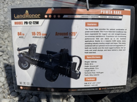 New Landhonor Quick Attach 72" Power Rake
