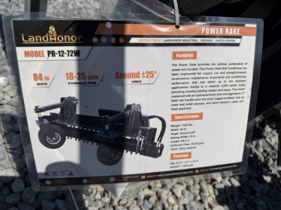 New Landhonor Quick Attach 72" Power Rake