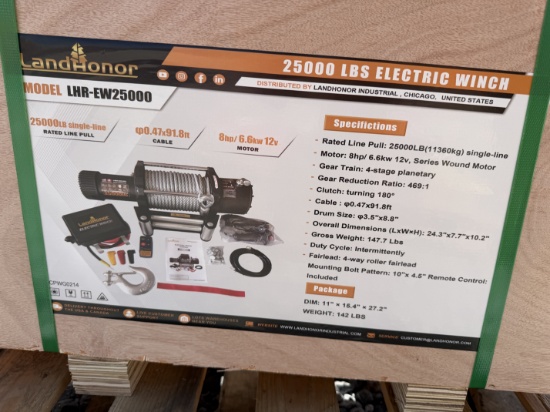 New Landhonor 25,000 IB Capacity Electric Winch