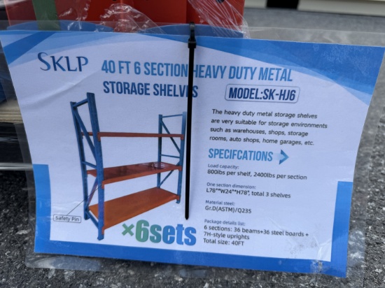 New Skid Lot Of SKLP 40' 6 Section Shelving