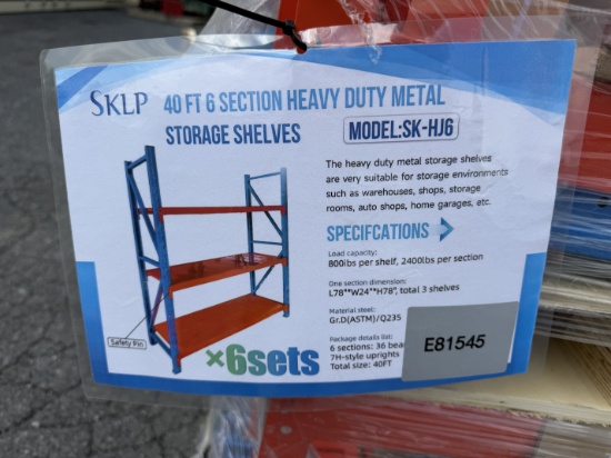 (2X) New Skid Lot Of SKLP 40' 6 Section Shelving