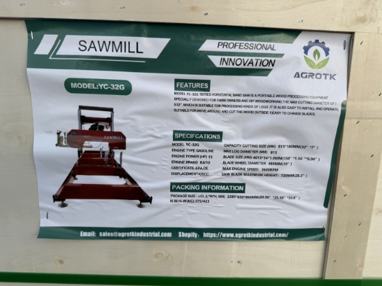 New AGT YC-32G Stationary Sawmill