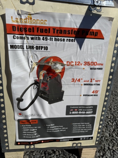 New Landhonor Diesel Fuel Transfer Pump W/ Reel
